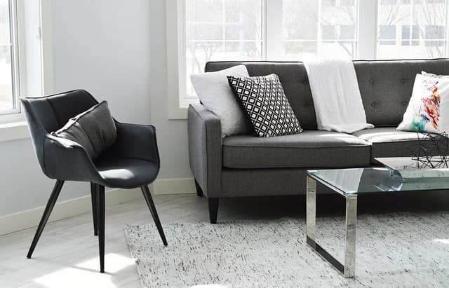 Grey leather armchair – modern living room furniture